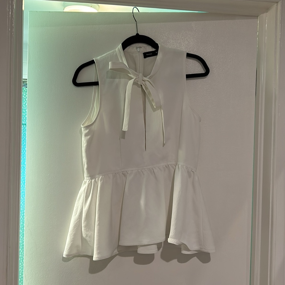 Proenza Schouler Tie Neck Sleeveless Blouse size 8 (off white)
